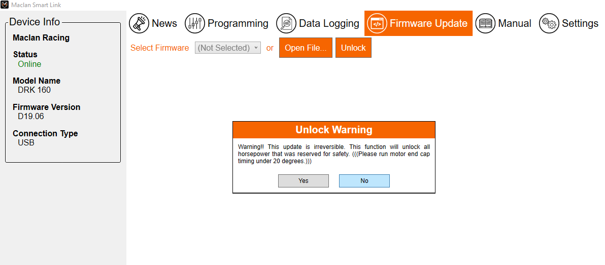 UNLOCK firmware function for DRK Esc | RCTracks.io