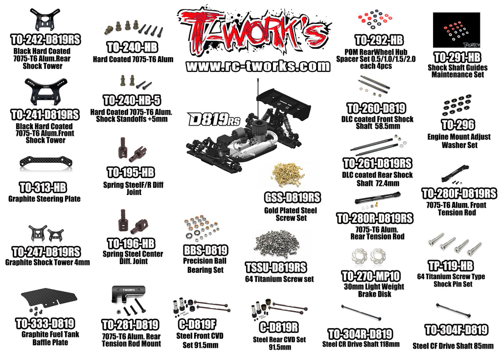 T-Work's Option Parts For HB Racing D819RS | RCTracks.io