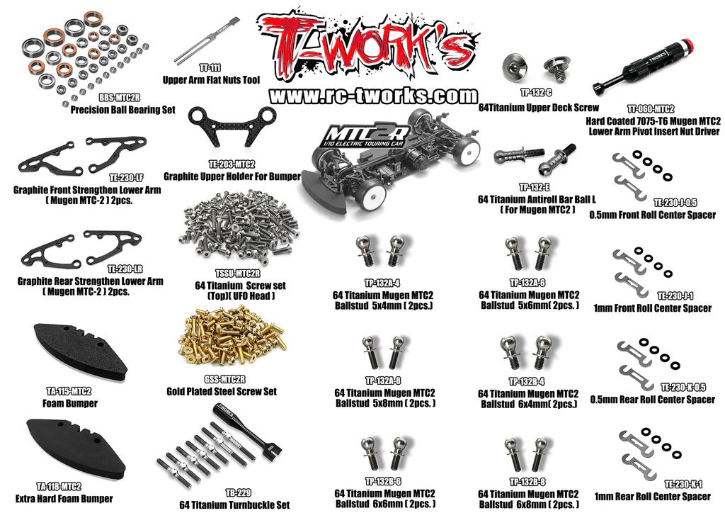 T-Work's Option Parts for Mugen MTC2R | RCTracks.io