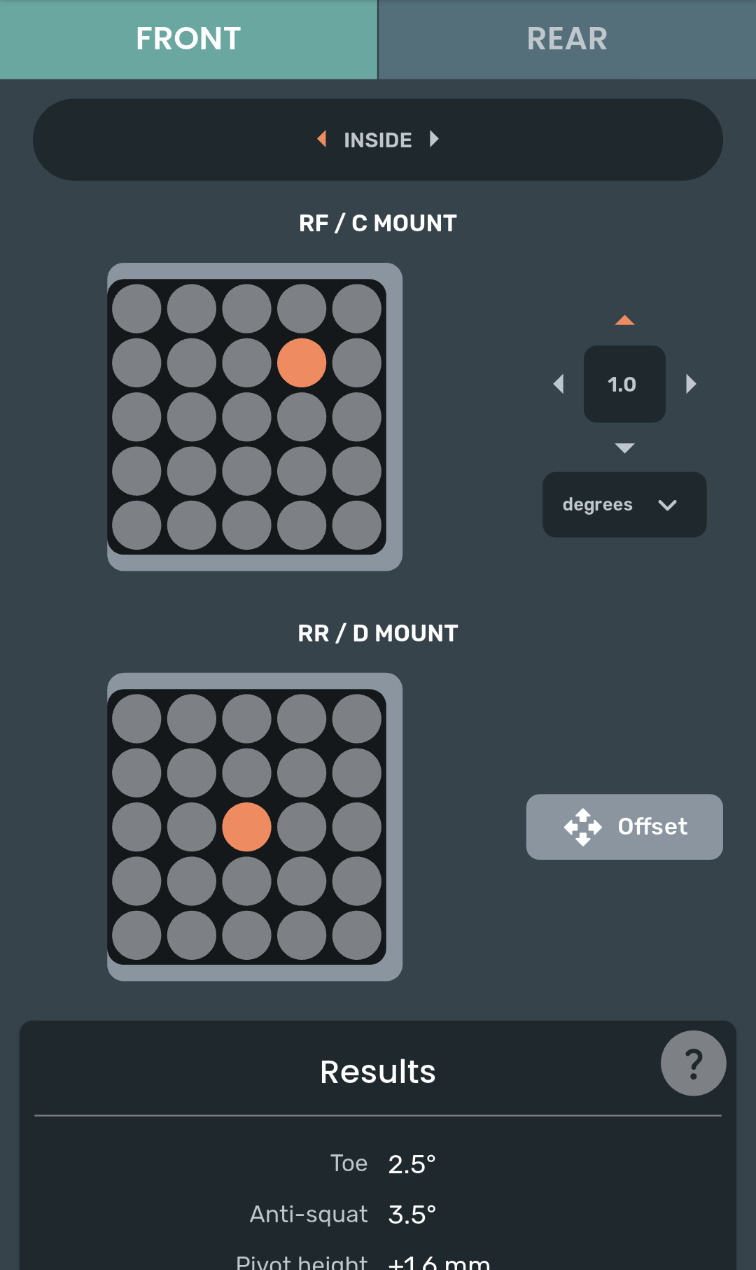 Supension Mounts in the new RC Pit Calc Pro | RCTracks.io