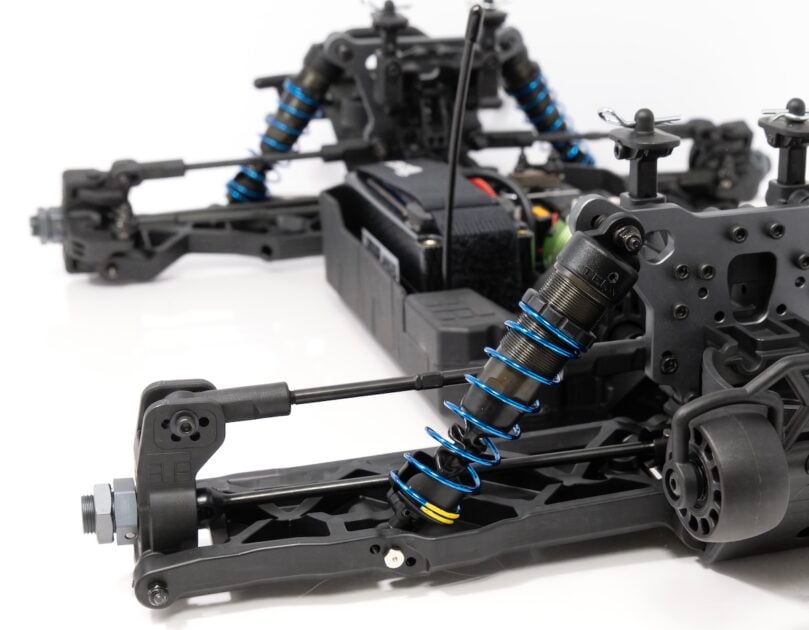 Left rear angle view of RC car