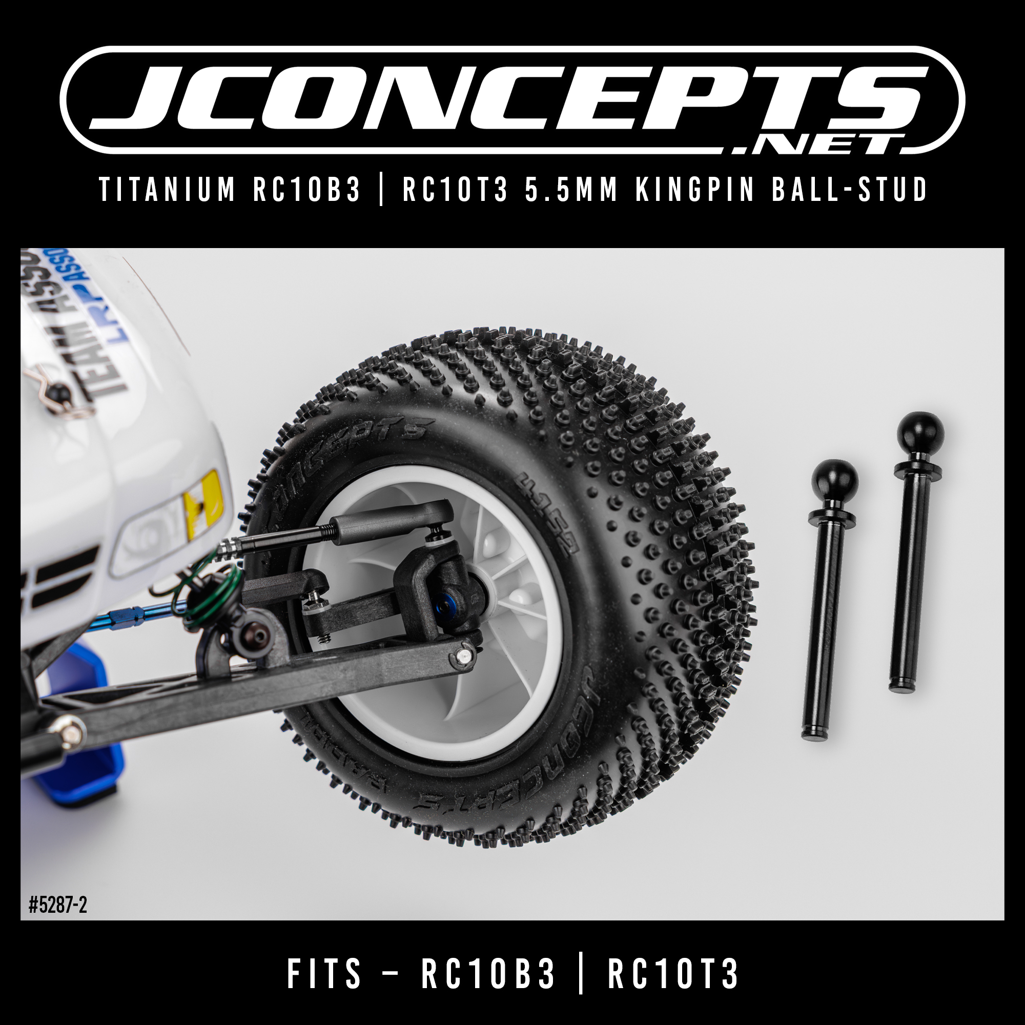 JConcepts New Release – Titanium RC10B3 | RC10T3 5.5mm Kingpin Ball-Stud | RCTracks.io